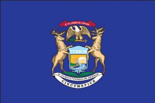 8X12FT Perma-Nyl MICHIGAN ROPED FLAG