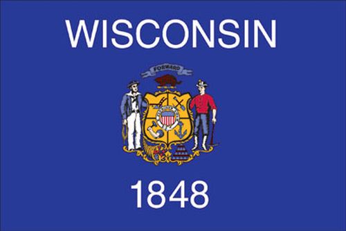 8X12FT Perma-Nyl WISCONSIN ROPED FLAG