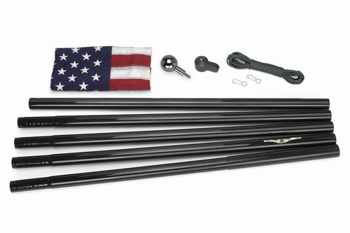 All American Series 18FT BLACK Steel Flagpole Kit with 3'x5' U.S. Flag