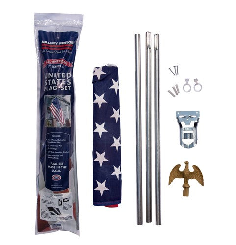 All-American Series 3-piece Flagpole Kit with 3'x5' U.S. Flag