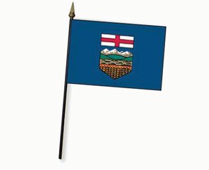 Valprin 4 x 6 Inch Alberta Canada Stick Flag (minimum order 12)