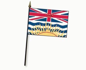 Valprin 4 x 6 Inch British Columbia Canada Stick Flag (minimum order 12)