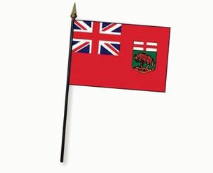 Valprin 4 x 6 Inch Manitoba Canada Stick Flag (minimum order 12)