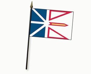 Valprin 4 x 6 Inch New Foundland Canada Stick Flag (minimum order 12)
