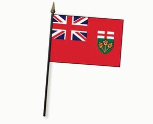 Valprin 4 x 6 Inch Ontario Canada Stick Flag (minimum order 12)