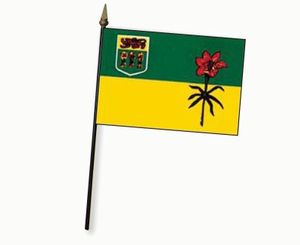 Valprin 4 x 6 Inch Saskatchewan Canada Stick Flag (minimum order 12)