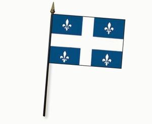 Valprin 4 x 6 Inch Quebec Canada Stick Flag (minimum order 12)